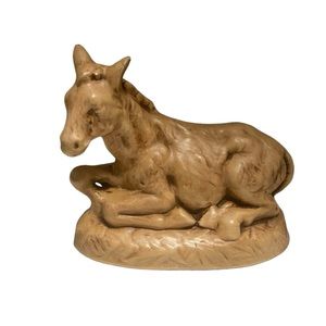 Vintage Donkey Sitting Atlantic Mold 1970s Nativity Ceramic Replacement Brown